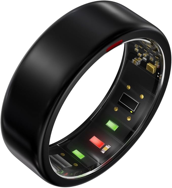 Ring OnePlus - Ultra-Thin Titanium Smart Ring - 7 Days Battery Life - Fitness/SPO₂/Stress/HR/Sleep Skin Temperature Tracker - No App Fee - iOS&Android Compatible (Black,Size 11)