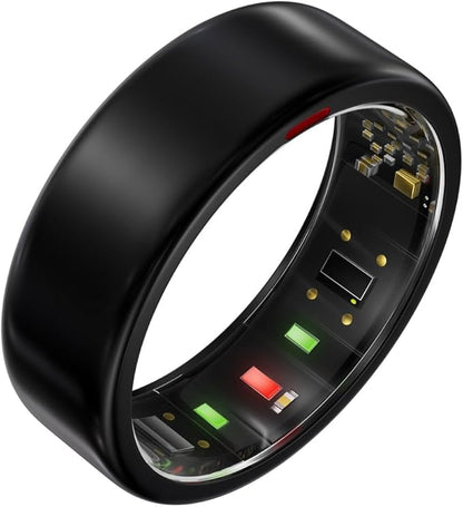 Ring OnePlus - Ultra-Thin Titanium Smart Ring - 7 Days Battery Life - Fitness/SPO₂/Stress/HR/Sleep Skin Temperature Tracker - No App Fee - iOS&Android Compatible (Black,Size 8)