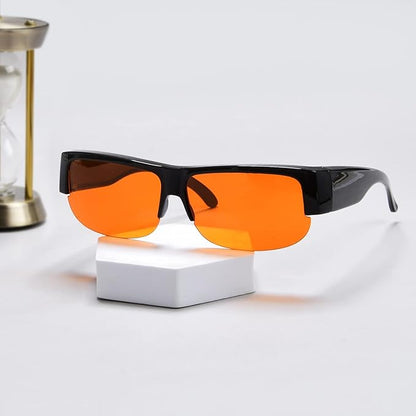 BLUELESS Fitover Blue Light Blocking Glasses with Orange Tinted Sleep Glasses, Black