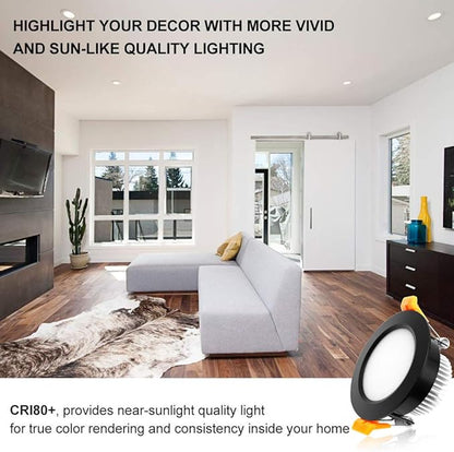 YGS-Tech 3 Inch LED Recessed Lighting, Dimmable Downlight 5W(40W Halogen Equivalent), CRI80, 5000K Daylight White, Ceiling Light with LED Driver(4 Pack)