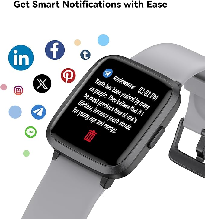 Fitness Tracker Watch with Heart Rate Monitor, Activity Tracker with Pedometer, Sleep Monitor, Calories & Step Counter, IP68 Waterproof Smart Watches for Women Men Fitness Watch for Sports