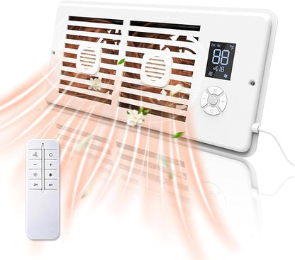 Register Booster Fan,10-Speed Smart Thermostat AC Vent Fan with Timer Setting and Aroma Function, Air Vents Fans & Heating for Wal (White, 4" x 10")