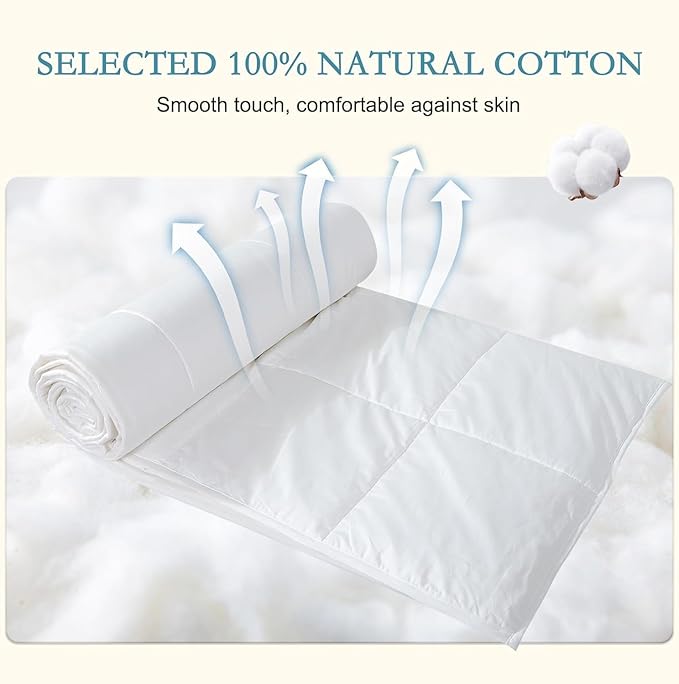 YOUR MOON Summer Lightweight Wool Comforter Twin Size- Breathable & Thin Duvet Insert for Hot Sleepers, 100% Australian Wool Filling 100GSM with Pure Cotton Shell (White)