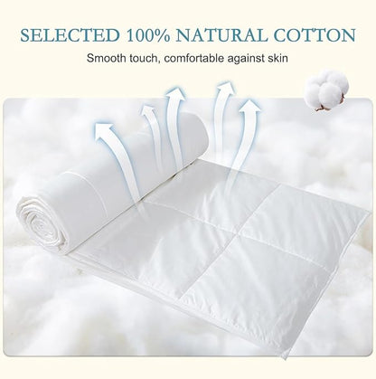 YOUR MOON Summer Lightweight Wool Comforter Twin Size- Breathable & Thin Duvet Insert for Hot Sleepers, 100% Australian Wool Filling 100GSM with Pure Cotton Shell (White)