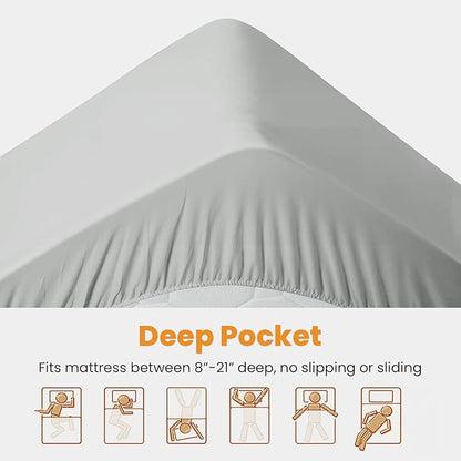 MATBEBY King Size Mattress Pad - Cooling Breathable Mattress Topper, Quilted Fitted Mattress Protector, Pillow Top Mattress Cover with 8-21" Deep Pocket, Machine Washable, Light Grey, 78x80 Inches