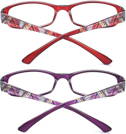 Reading Glasses for Women with Spring hinges 4.00 Blue Light Blocking Lenses, Black/Blue Frame Readers with Case