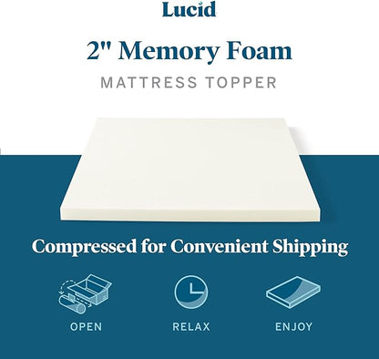 LUCID 2 Inch Traditional Foam Mattress Topper – Ventilated & Breathable – Conforming Support – Twin XL size