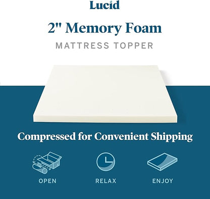 LUCID 2 Inch Traditional Foam Mattress Topper – Ventilated & Breathable – Conforming Support – Twin size