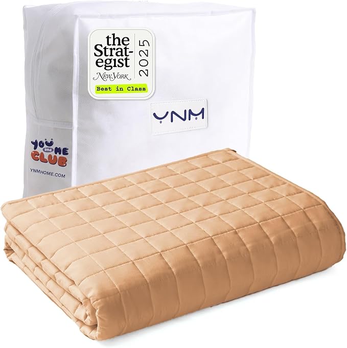 YnM King Size Weighted Blanket for Adults (88x104 Inches, 25 Pounds, Terracotta), Exclusive Smallest Compartments with Glass Beads, Heavy Bed Blanket for Two Persons of 110~190lbs on Queen or King Bed