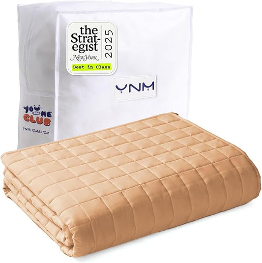 YnM 25lbs Weighted Blanket for Adults, Heavy Bed Throw Blanket with Cooling Glass Beads for All Season Use, Ideal for ~240lbs (60x80 Inches, Queen, Terracotta)