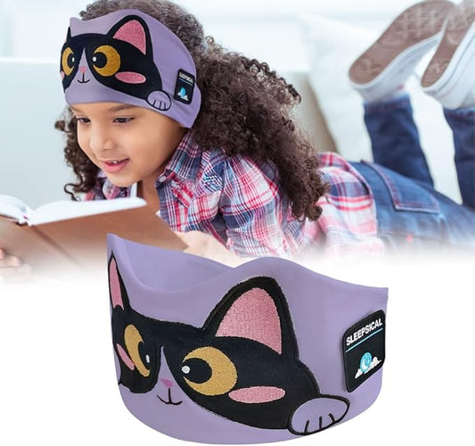 Kids Headband Headphones,Toddler Bluetooth Sleep Mask,Adjustable Wireless Headphones with Wired Playback 3.5MM Jack Suitable for Study, Travel and Sleep(Purple)