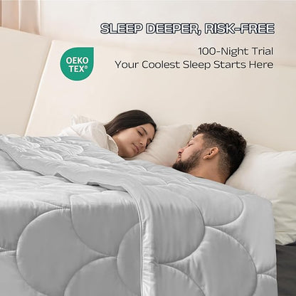 Cooling Comforter for Hot Sleepers - Lightweight Breathable Tencel Blend, Double Sided All-Season Comforter, Temperature Regulating & Machine Washable (Gray, Throw(70''L*60''W))
