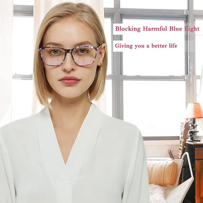 Henotin 6 Pack Ladies Reading Glasses Blue Light Blocking Spring Hinge Readers Anti Eyestrain Computer Eyeglasses (Multicolor-2, 4.0, multiplier_x)