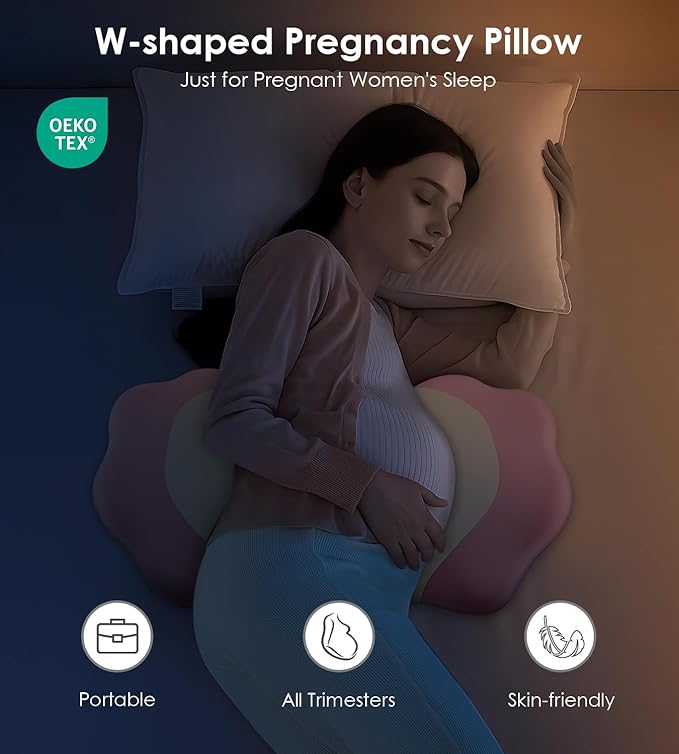 Memory Foam Maternity Pillow for Sleeping, Pregnancy Pillows Support for Back Belly HIPS, Adjustable Travel Wedge Pillow for Pregnant Women, Side Spleeping Pregnant Pillows with Pillowcase