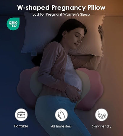 Memory Foam Maternity Pillow for Sleeping, Pregnancy Pillows Support for Back Belly HIPS, Adjustable Travel Wedge Pillow for Pregnant Women, Side Spleeping Pregnant Pillows with Pillowcase