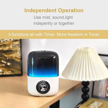 Kipcush Essential Oil Diffuser, 250ML Humidifier withWhite Noise Machine, LED Mood Lighting, Touchscreen,Timer, Auto-Off (White)