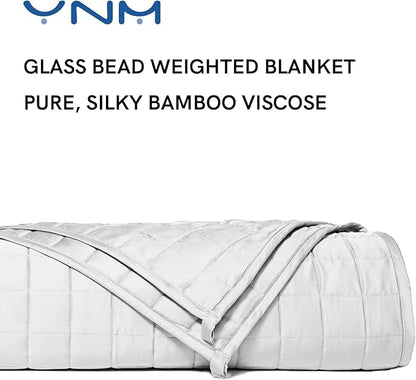 YnM Cooling Weighted Blanket for Adults, 15lbs Heavy Bed Throw for One Person of 140lbs, Perfect for Hot Sleepers or Warm Climates with Rayon/Glass Beads(60x80 Inches, Queen Bed, Light Grey)