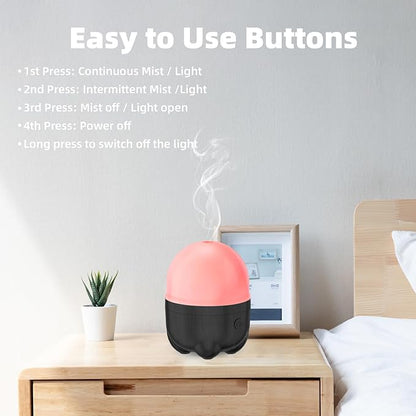 150ML Cordless Battery Operated Essential Oil Diffuser, Portable Rechargeable Diffuser with 7 LED Color ChangingLights （Dark Wood）