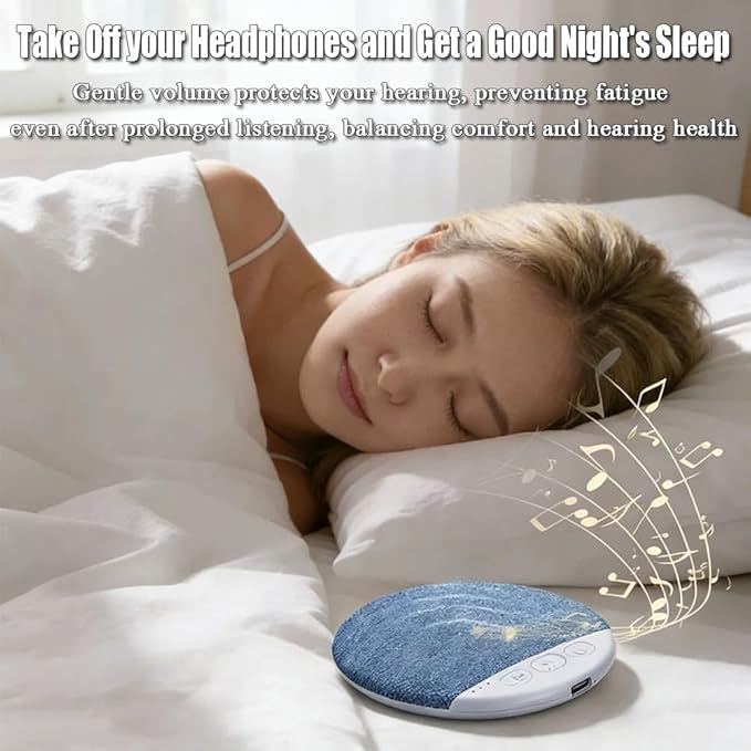 Bluetooth Pillow Speaker, Mini Portable Under Pillow Speaker, A 4-inch Wireless Bedside Speaker with White Noise and a Timer, Precisely Adjusting Sound Quality for a Comfortable Music Experience
