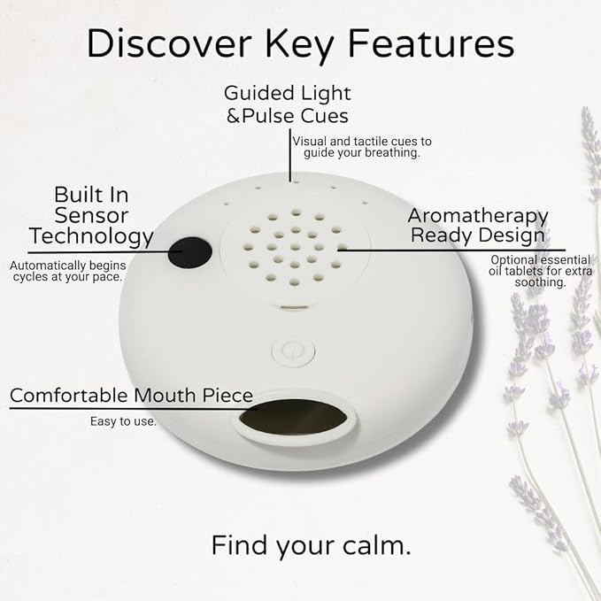 Just Breathe™ Calm Breathing Device – Natural Stress & Anxiety Relief Tool – Helps Regulate Breathing, Reduce Overwhelm & Promote Calm (Drug-Free)