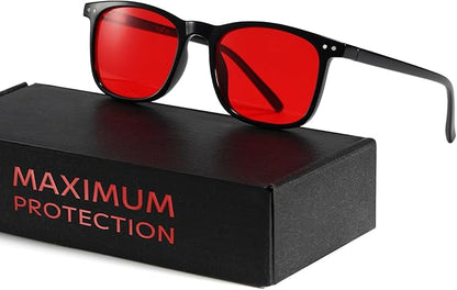 TIJN Sleep Glasses for 99% Blue Green Light Blocking Red Lens for Computer Gaming Screen Fatigue UV Protection