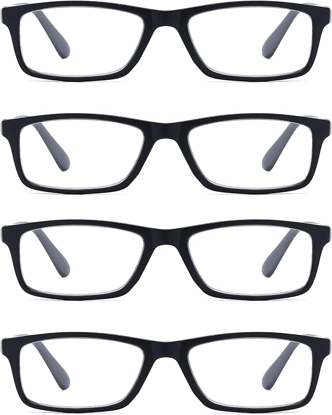 Reading Glasses Blue Light Blocking for Men Women,Rectangular Frame Computer Readers with Spring Hinge