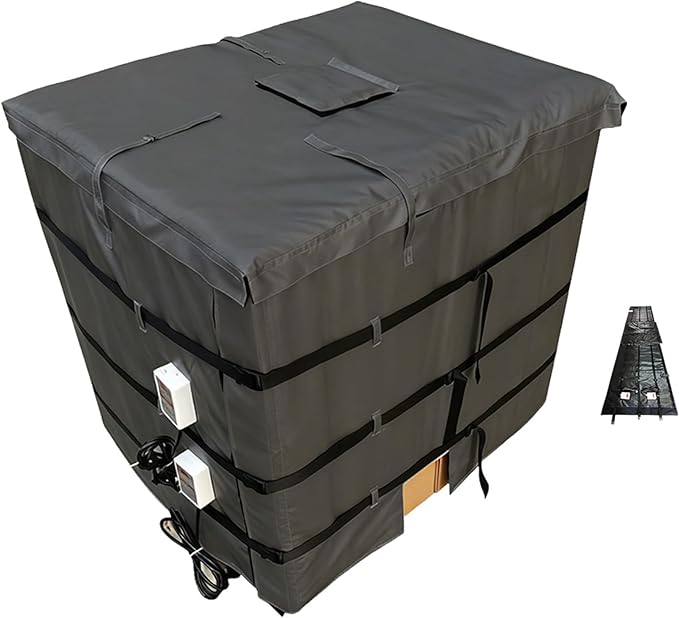 IBC Tote Heater Blanket, IBC Tote Heating Jacket, Smart Temperature Control up to 200°C, 1000L, IBC Tote Blanket with Thermostat, for Petroleum, Chemical, Food Processing Black