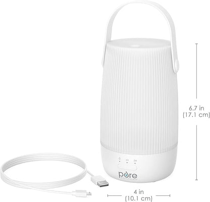 Pure Enrichment PureSpa Zen Cordless Essential Oil Diffuser & Light - Portable Travel-Friendly Aroma Diffuser Lasts 7.5 Hrs, Optional Mood Light, 2 Mist Settings, Optional Timer, & Auto Shut-Off