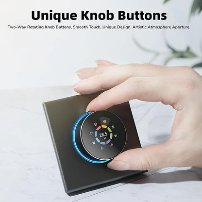 Smart Thermostat for Home, APP Programmable WiFi Thermostat, Temp Voice Controller, Work with Tuya App for Assistant, 1.32in TFT Screen, Knob Control,2 Way Rotating