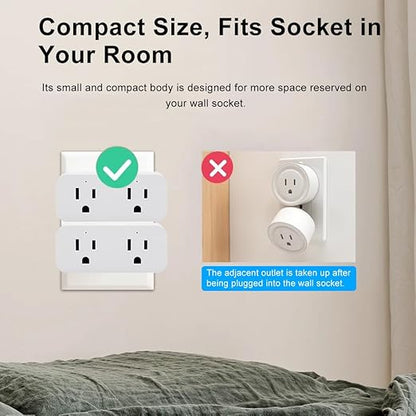 QIACHIP 16A/2000W Timer Smart Plug with 2 Independent Control Sockets, Ewelink App Remotely Control, WiFi Plug Outlet 4 Packs, Compatible with Alexa,Google Home, SmartThings
