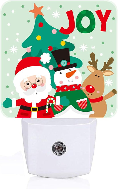 Santa Claus Snowman and Reindeer Night Light ,Plug Into Wall with Dusk To Dawn Light Sensors, Warm Nightlights for Bedroom, Bathroom, Hallway, Kitchen, Gifts Ideal for Boys Girls Women Men