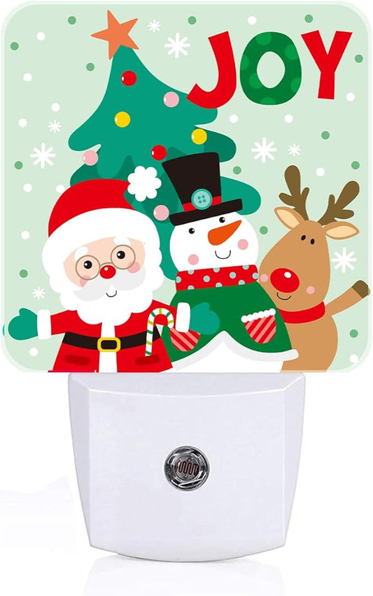 Santa Claus Snowman and Reindeer Night Light ,Plug Into Wall with Dusk To Dawn Light Sensors, Warm Nightlights for Bedroom, Bathroom, Hallway, Kitchen, Gifts Ideal for Boys Girls Women Men