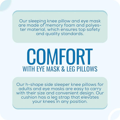 Ark Memory Foam Knee Pillow for Side Sleepers – H-Shaped with Leg Strap for Sciatica, Hip & Back Pain Relief – with Eye Mask & Extra Washable Cover