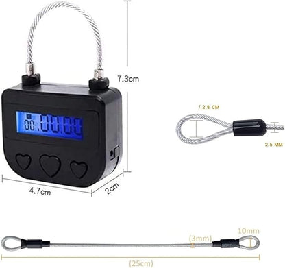 Electronic Time Padlock 99 Hours Max Timing with Electronic LCD Timed Display - USB Rechargeable (Black)