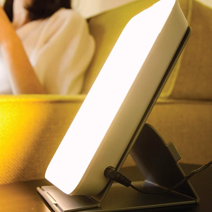 TheraLite Light Therapy Lamp, 10000 LUX Compact Bright Therapy Lamp, LED Bright White Light with Adjustable Height and Brightness Levels for Mood or Winter Blues and Energy Increase, White