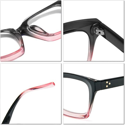 REAVEE 2 Pack Oprah Style Oversized Reading Glasses for Women Men Blue Light Blocking, Ladies Stylish RetroSquare Large Computer Readers (Black Pink/Pink Leopard 1.5x)