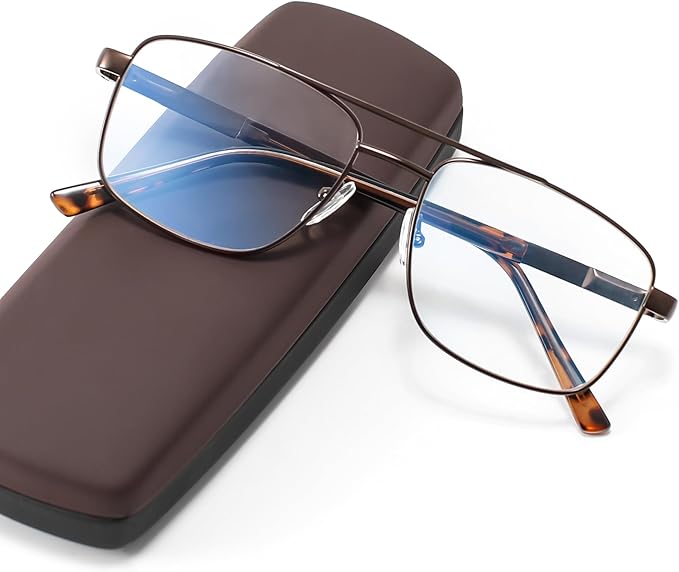 EASY READ Aviator Reading Glasses for Men,Blue light blocking Readers Men Metal Eyeglasses with Spring Hinge