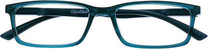 OPULIZE SEE Reading Glasses with Blue Light Blocking for Women and Men, Narrow Frame, Spring Hinges, Computer Gaming Glasses, Turquoise +1.5 (Pack of 1)