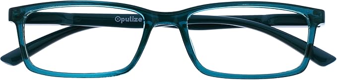 OPULIZE SEE Reading Glasses with Blue Light Blocking for Women and Men, Narrow Frame, Spring Hinges, Computer Gaming Glasses, Turquoise +2 (Pack of 1)