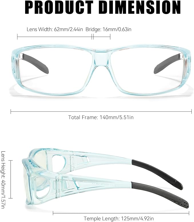 LVIOE Fit Over Blue Light Blocking Glasses and Computer Eyewear- Wear Over Prescription Glasses/Reading Glasses/RX Glasses