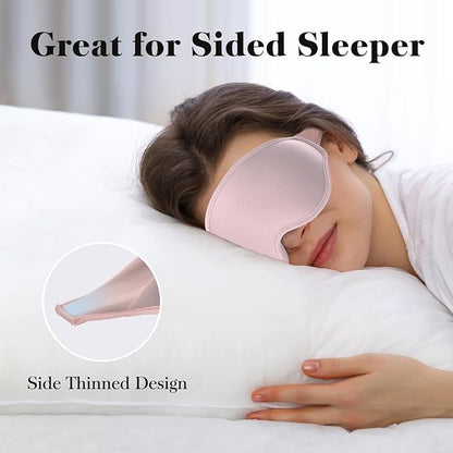 3D Eye Mask Sleep Mask for Men & Women, 100% Pressure-Free & Light Block-Out Eye Mask for Sleep with Easy Adjustable Strap, Night Eye Cover for Travel, Pink