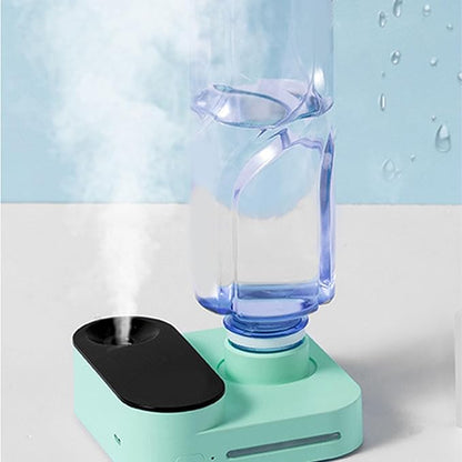 Mini Water Bottle Humidifier, Compact Size Design USB Charging Large Spray Portable Cordless Bottle Humidifier for Travel Car and Bedroom(Green) (Green)