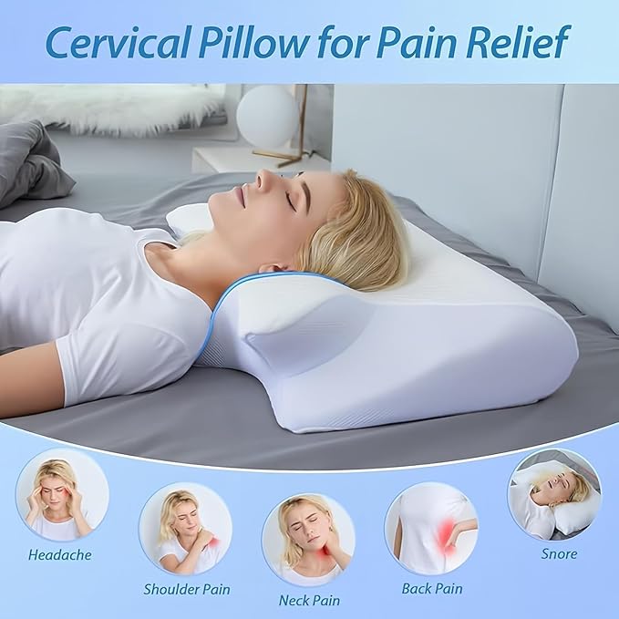 Sleep Apnea Pillow, Relief Technology Pillow, Premium Memory Foam Cervical Pillows for Neck Pain Relief, Neck Support Ergonomic Pillows for Side, Back, Stomach Sleeper