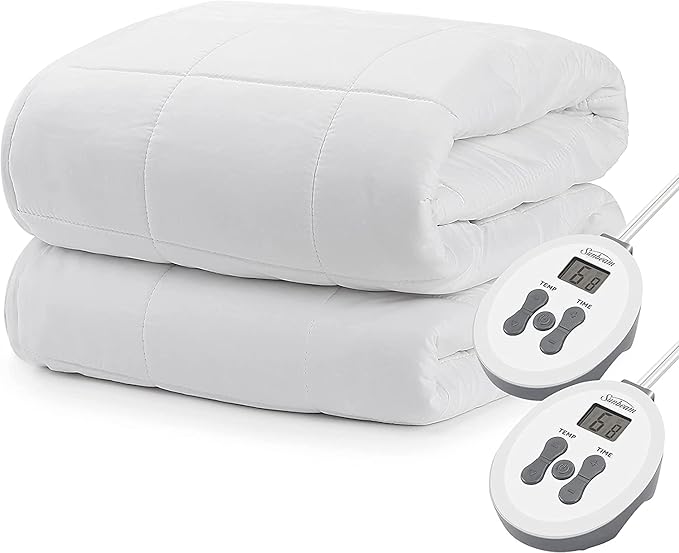 Sunbeam All Season King Premium Heated Mattress Pad with 2 Heating Digital Controllers