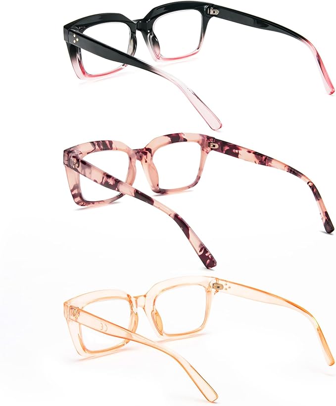 REAVEE 3 Pack Oprah Style Oversized Reading Glasses for Women Men Blue Light Blocking, Ladies Stylish RetroSquare Large Computer Readers (Pink Leopard/Black Pink/Tea 3.5x)
