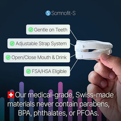 Somnofit-S Anti-Snore Mouth Guard by SnoreLessNow | Made in Switzerland | FDA Cleared | Most Comfortable Anti Snoring Mouthpiece | Sleep Tight Mouth Guard | Adjustable Snoring Solution for Men & Women