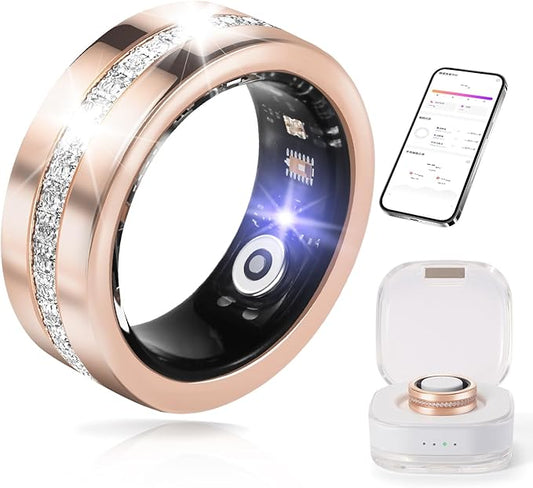 Smart Ring for Women & Men - Health & Fitness Tracker with Heart Rate, Blood Oxygen, Sleep Monitoring, 128 Sports Modes, IP68 Waterproof, Gesture Control, No Subscription Fees (10#)