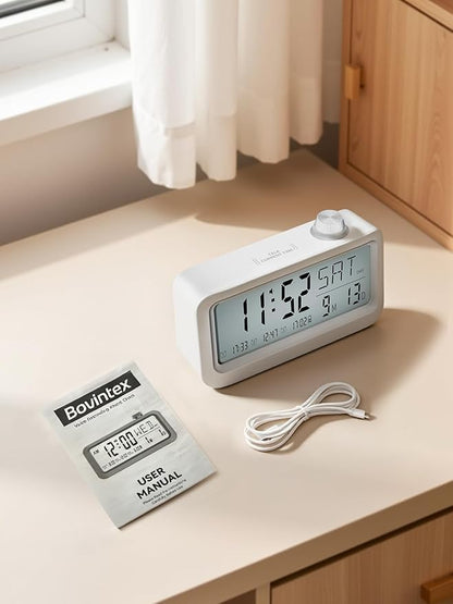 Medication Pill Reminder, Rechargeable Talking Alarm Clock with 3 Custom Voice Recording Alarms, Touch-to-Talk, a Digital Alarm Clocks Gift for Mom/Dad/Seniors/Elderly(White)