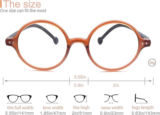 Round Reading Glasses Women Men Blue Light Blocking Circular Readers Unisex Ultra Lightweight Circle Cheaters Glasses