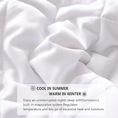 Dornroscn Bamboo-Derived Rayon Cooling Weighted Blanket with Premium Glass Beads Heavy Blanket 30 lbs 88"x104" White